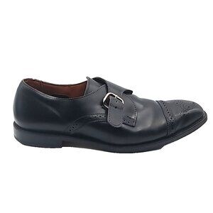 Allen Edmonds Single Monkstrap Shoes Men's 10‎ E Blk Leather Cap Brogue Toe 5313